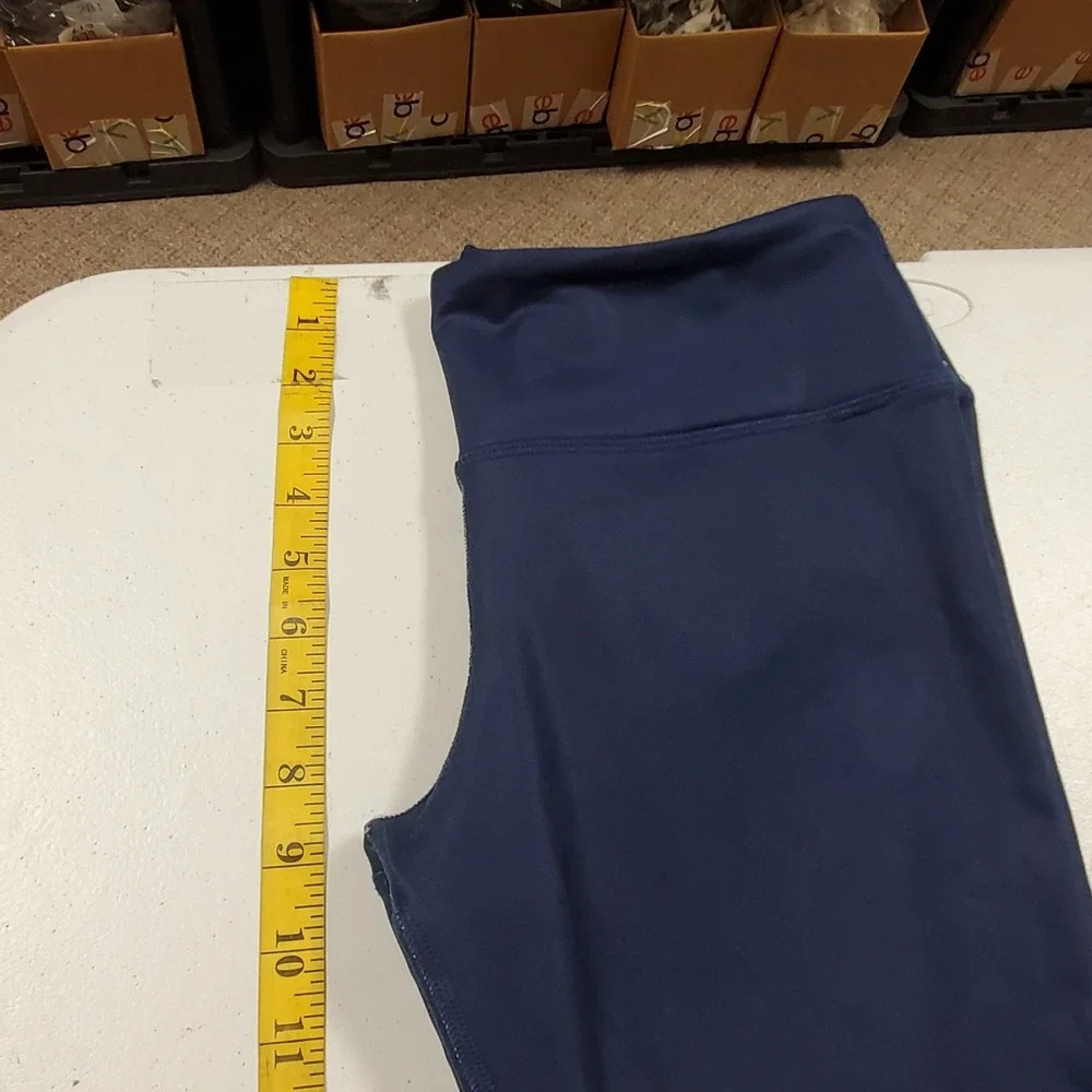 Alo Womens Mid Rise Full Length Athletic Leggings Size M Blue Striped Ombre Gym